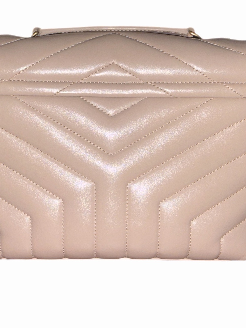 Yves Saint Laurent Cream Quilted Chevron Shoulder Bag with Gold YSL Hardware - Picture 2 of 11